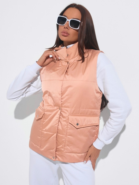 Жилет женский утепленный, персиковый