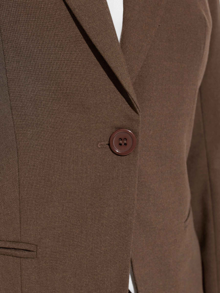 Женский приталенный жакет из поливискозы, кофейный