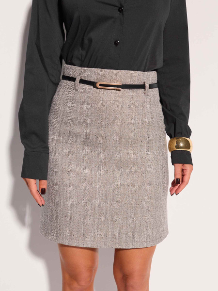Мини юбка из твида, бежевая