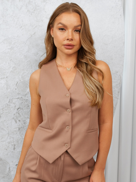 Жилет женский классический из вискозы, кофейный