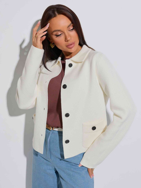 Жакет трикотажный укороченный, белый