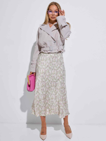 Женский укороченый тренч, серый