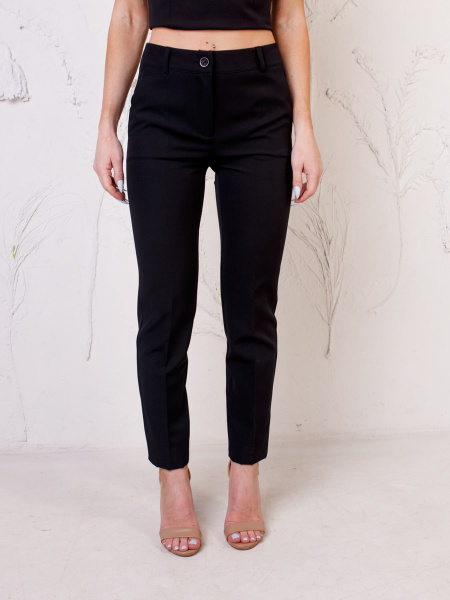 Брюки женские классические с разрезами по низу, черные