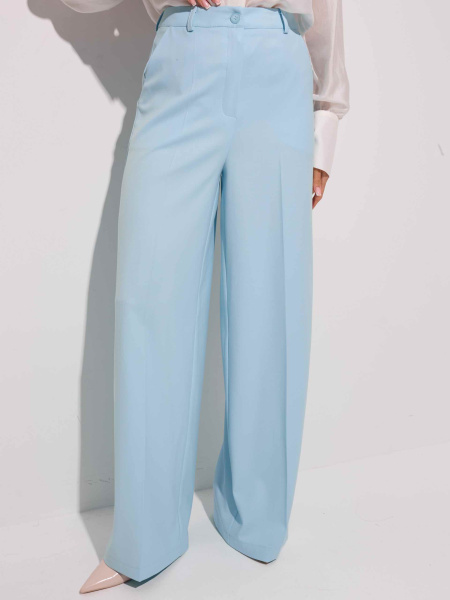 Брюки-палаццо женские из вискозы со стрелками, светло-голубые