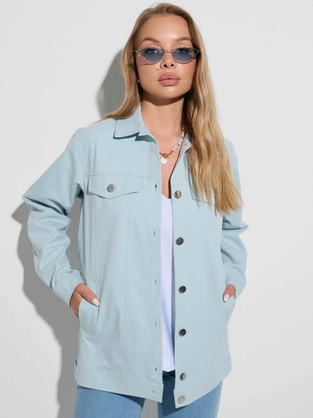 Куртка женская джинсовая удлиненная, мятная