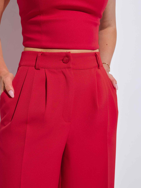 Брюки-палаццо женские с высокой посадкой, красные
