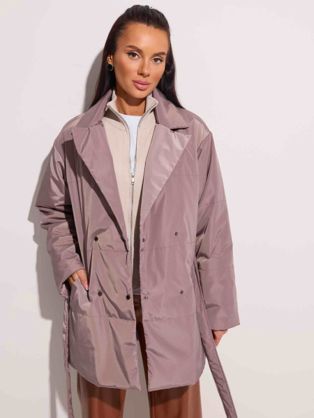 Куртка демисезонная с поясом, кофейная