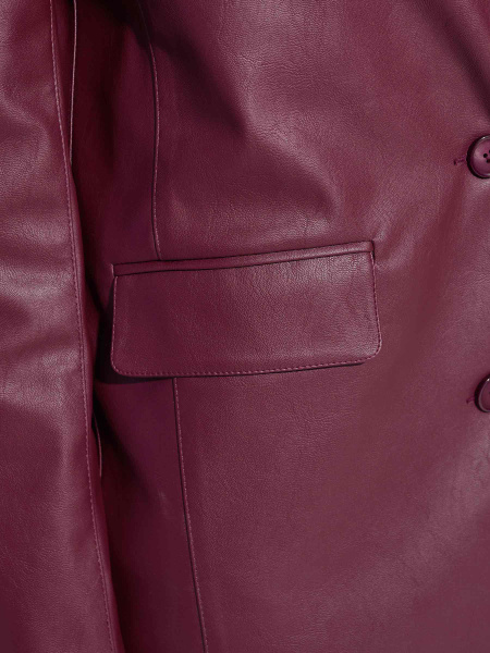 Жакет женский оверсайз из экокожи, марсала