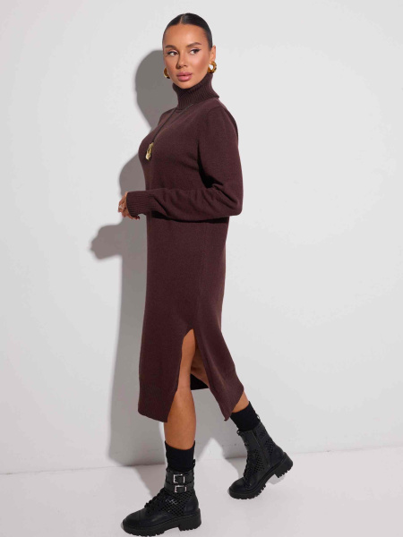 Платье трикотажное оверсайз, темный шоколад 