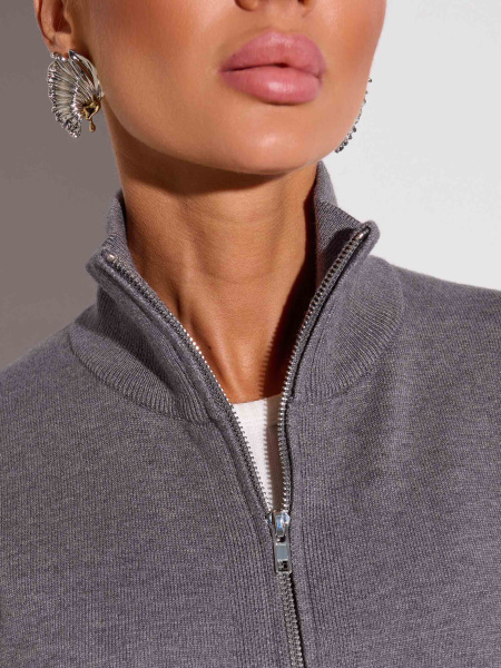 Джемпер на молнии, меланжевый графит