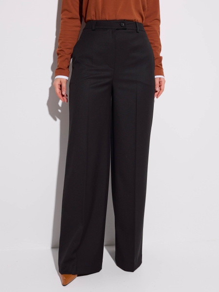Брюки классические из вискозы с резинкой в поясе, черные