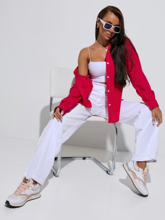 Рубашка женская льняная, фуксия