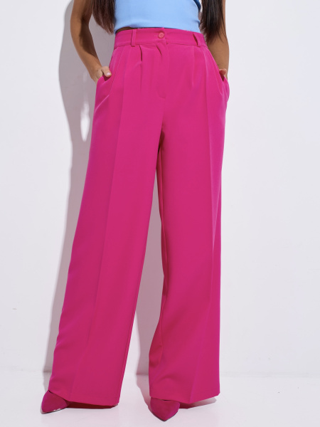 Брюки-палаццо женские с высокой посадкой, малиновые