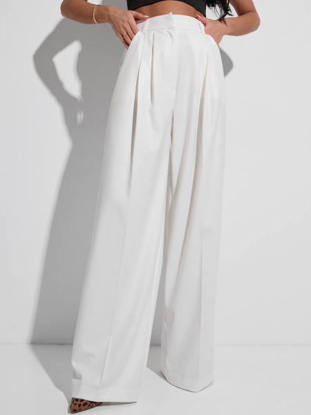 Брюки-палаццо женские из вискозы с защипами, белые