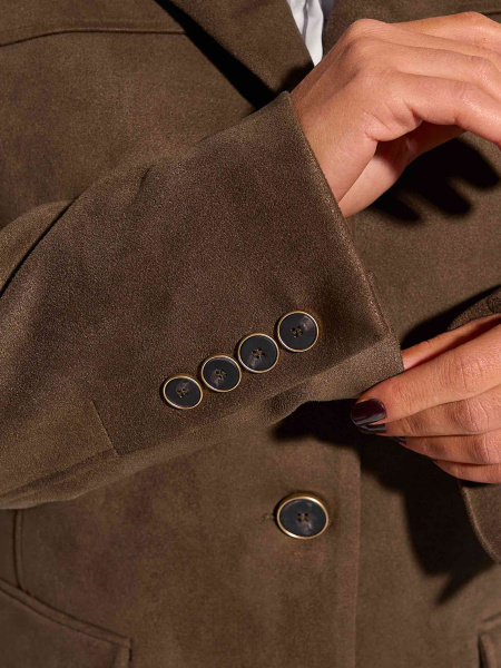 Жакет оверсайз из экозамши, оливковый 