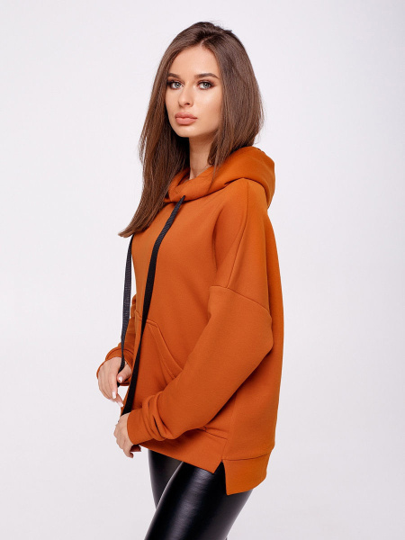Худи женское с капюшоном, терракот