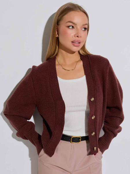 Кардиган с объемными рукавами, шоколадный