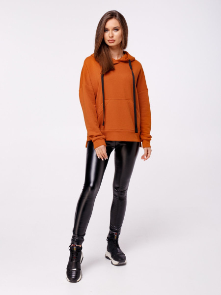 Худи женское с капюшоном, терракот