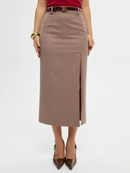 Юбка-миди классическая с разрезом на молнии