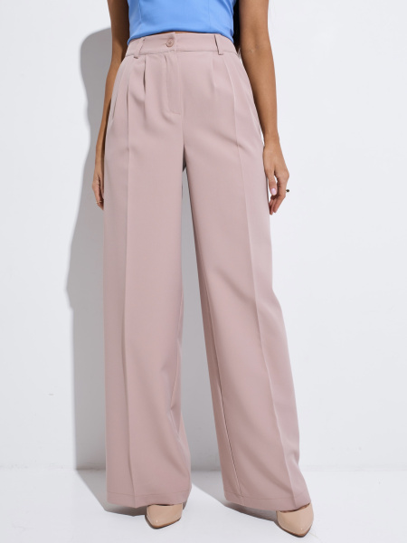 Брюки-палаццо женские с высокой посадкой, темно-бежевые