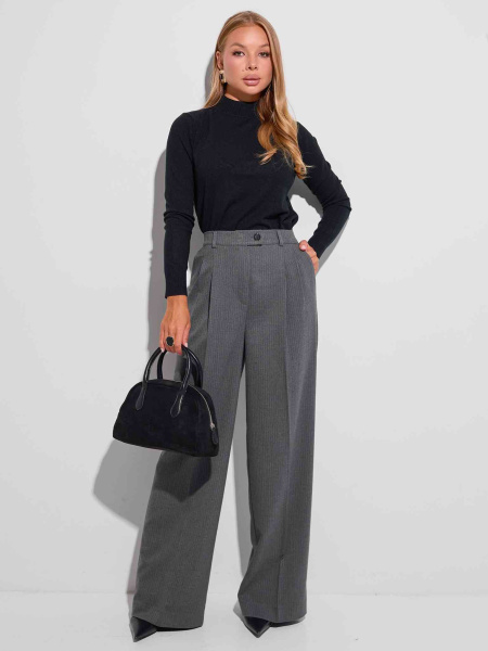 Брюки-палаццо женские из вискозы в полоску, серые