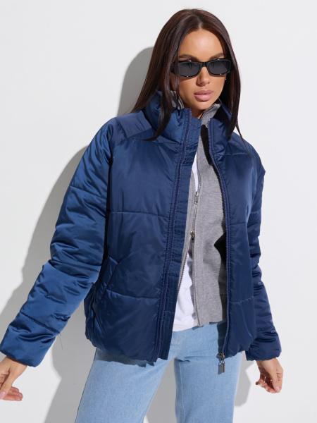 Куртка женская короткая демисезонная, темно-синяя