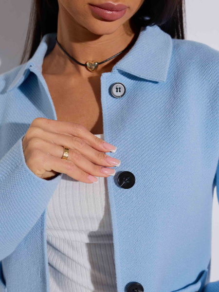 Жакет трикотажный укороченный, голубой