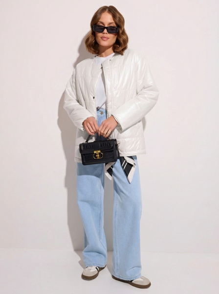 Куртка демисезонная c круглой горловиной, молочная