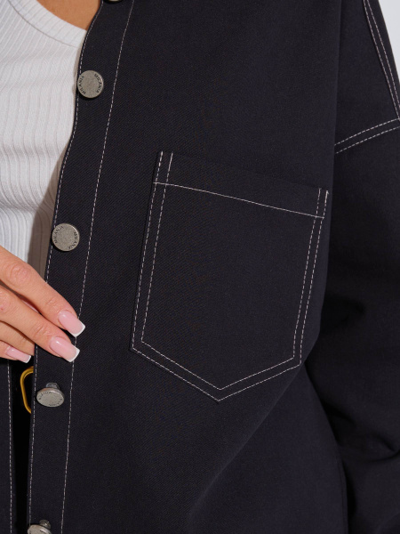 Куртка-рубашка оверсайз удлиненная, черная