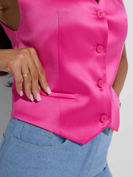 Атласный женский жилет классический, фуксия
