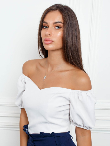 Топ женский с рукавами-фонариками, бежевый