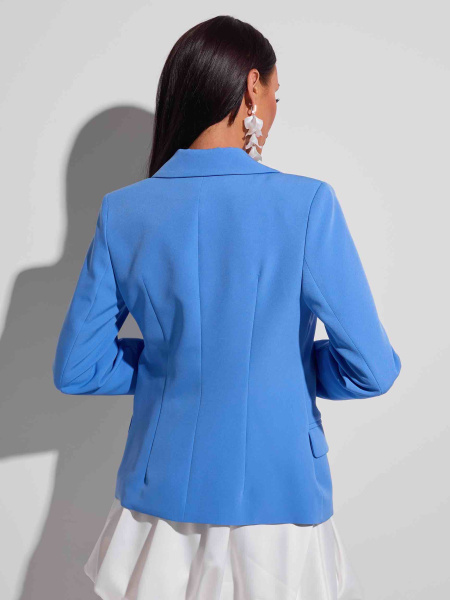 Жакет женский приталенный двубортный, ярко-голубой