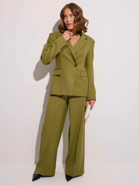 Брюки-палаццо женские из вискозы со стрелками, оливковые