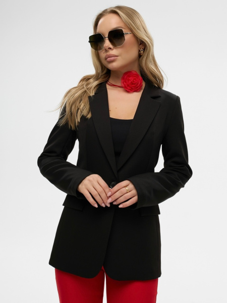 Женский классический приталенный жакет, черный