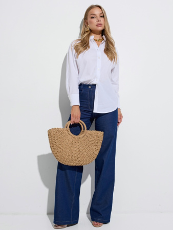 Джинсы трубы женские, темно-синие