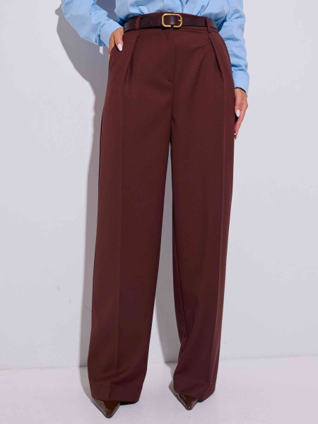 Брюки-палаццо классические из вискозы, коричневые