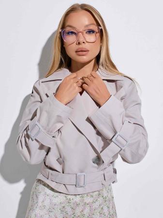 Женский укороченый тренч, серый