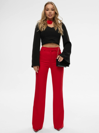 Брюки клеш женские классические, красные