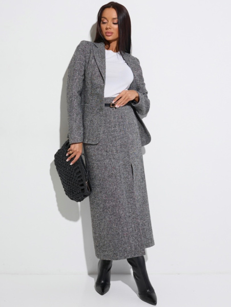 Юбка миди из твида с разрезом