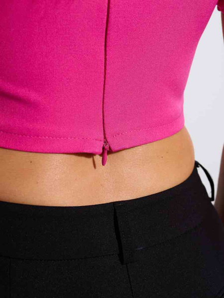 Кроп-топ женский с рукавами-фонариками, фуксия