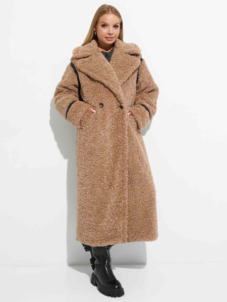 Шуба-тедди женская из экомеха, бежевая