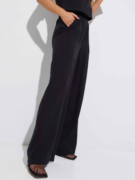 Брюки-палаццо женские из вискозы на резинке, черные
