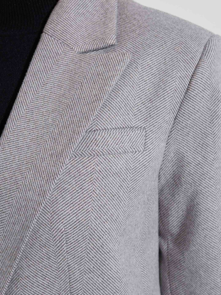 Пальто-пиджак с поясом, светло-серое