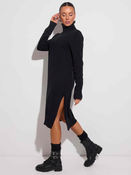 Платье трикотажное оверсайз, черно-серое