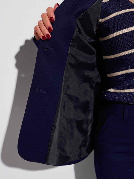 Жакет классический приталенный из вискозы, темно-синий 