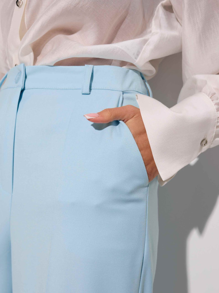 Брюки-палаццо женские из вискозы со стрелками, светло-голубые