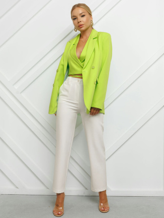 Женские прямые брюки на резинке, белые