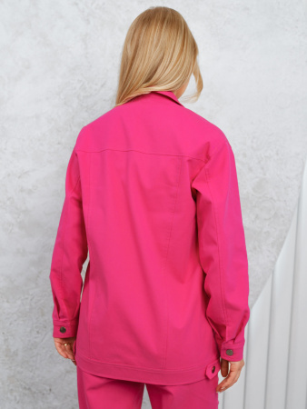 Куртка женская джинсовая удлиненная, малиновая