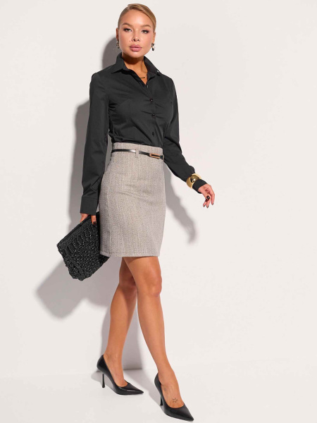 Мини юбка из твида, бежевая