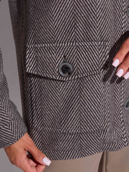 Куртка-рубашка утепленная из пальтовой ткани, черно-серая